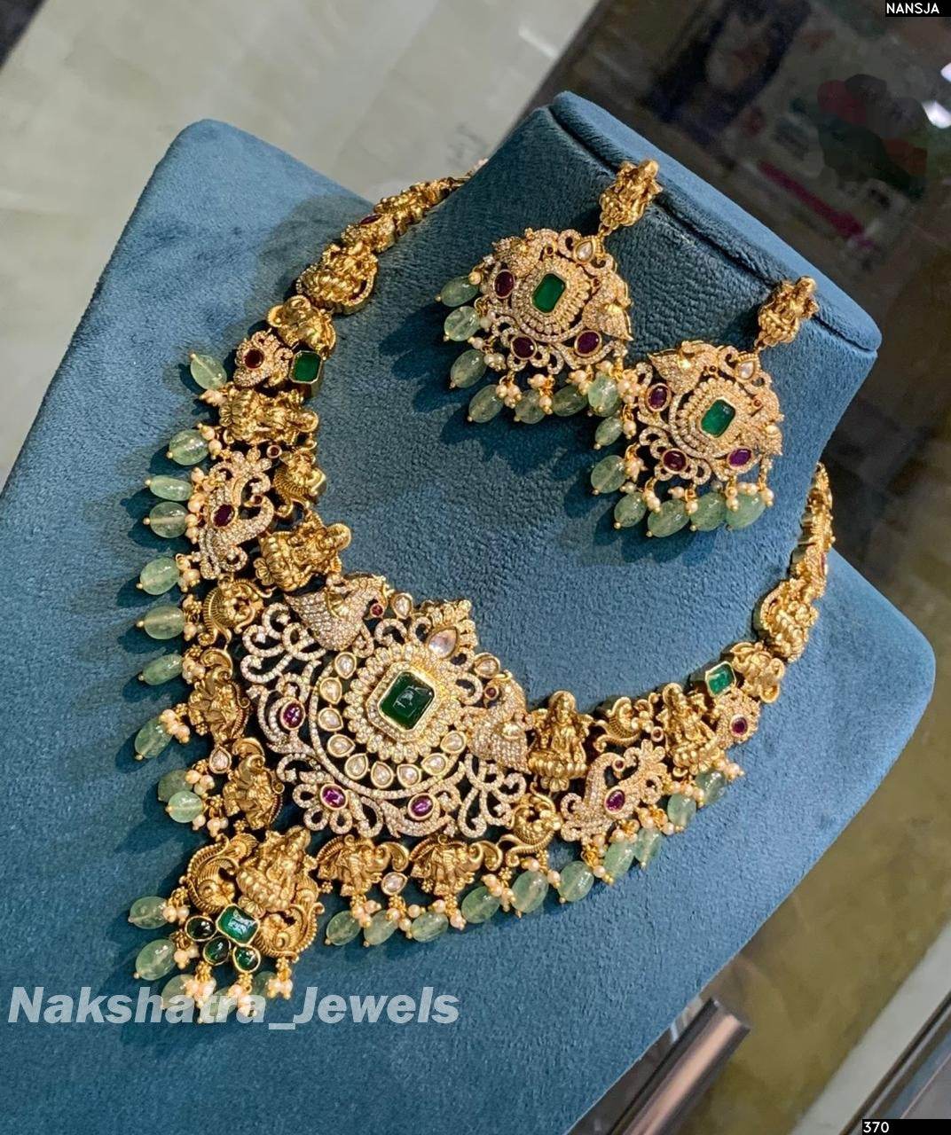 Victorian Polish AD Stones & Nakshi Work Bridal Necklace - Nakshatra Jewels