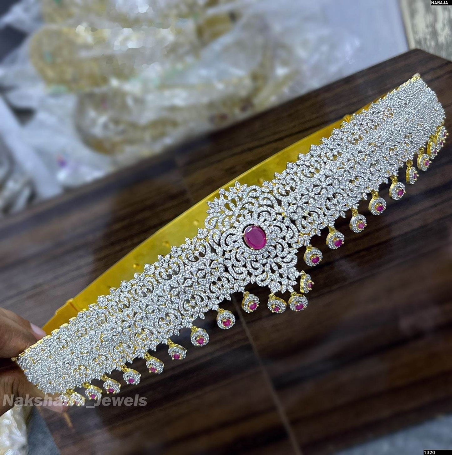 American Diamond Stones Bridal Hip Belt - Nakshatra Jewels