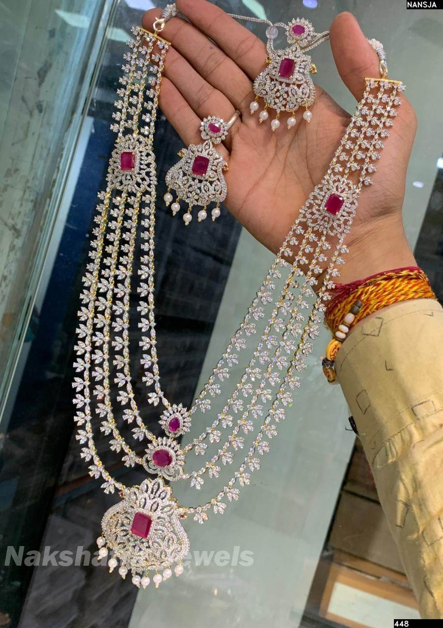 American Diamond Stones Bridal Layer Haram - Nakshatra Jewels
