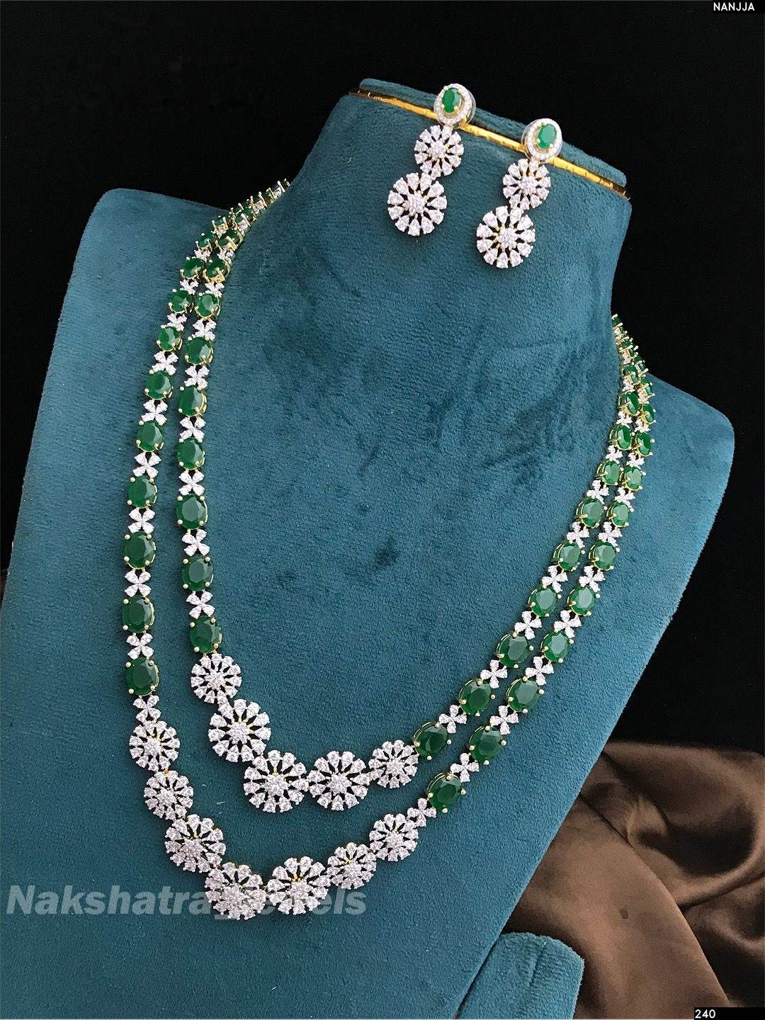 American Diamond Stones Layer Haram - Nakshatra Jewels