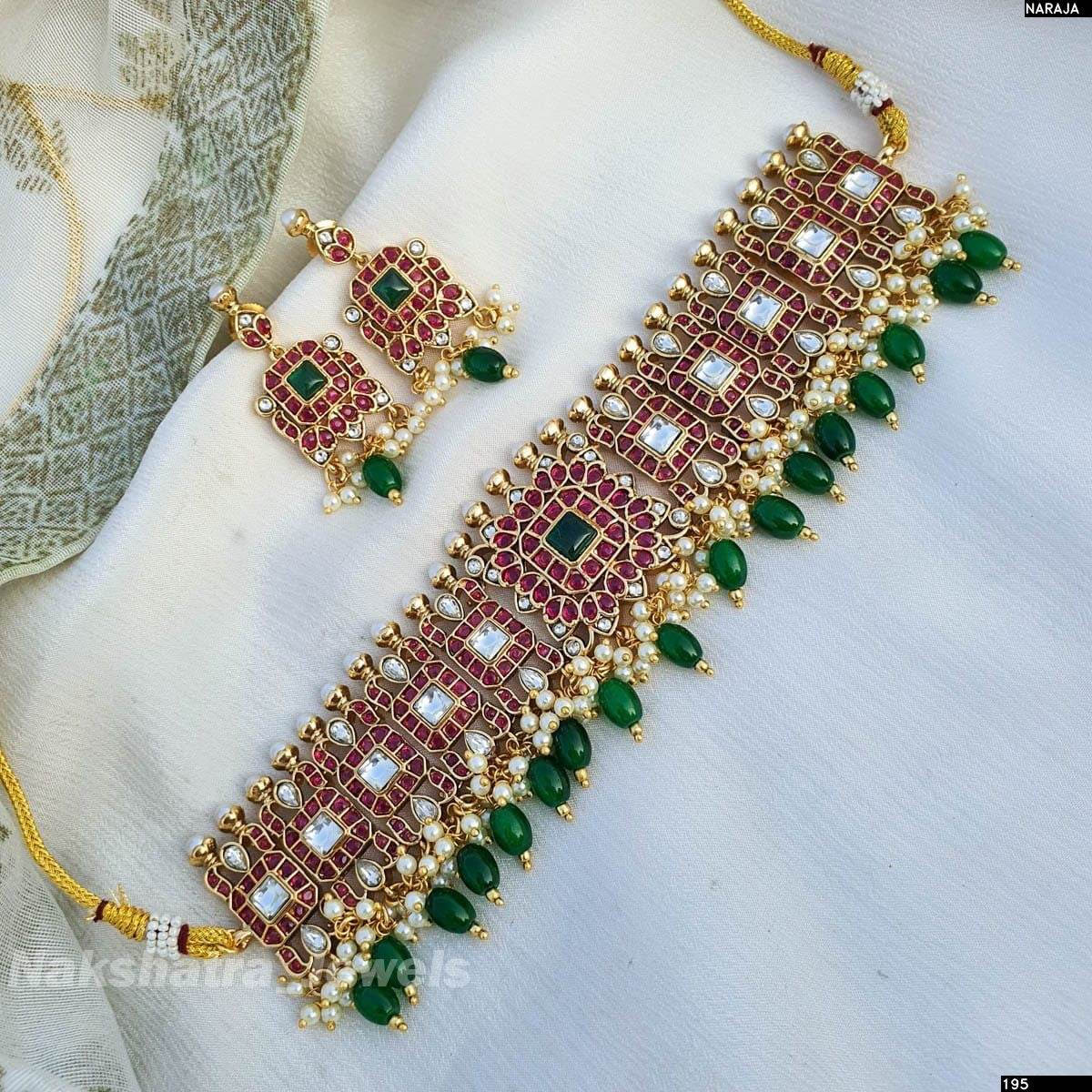 Premium Matt with Kempu Stones Choker - Nakshatra Jewels