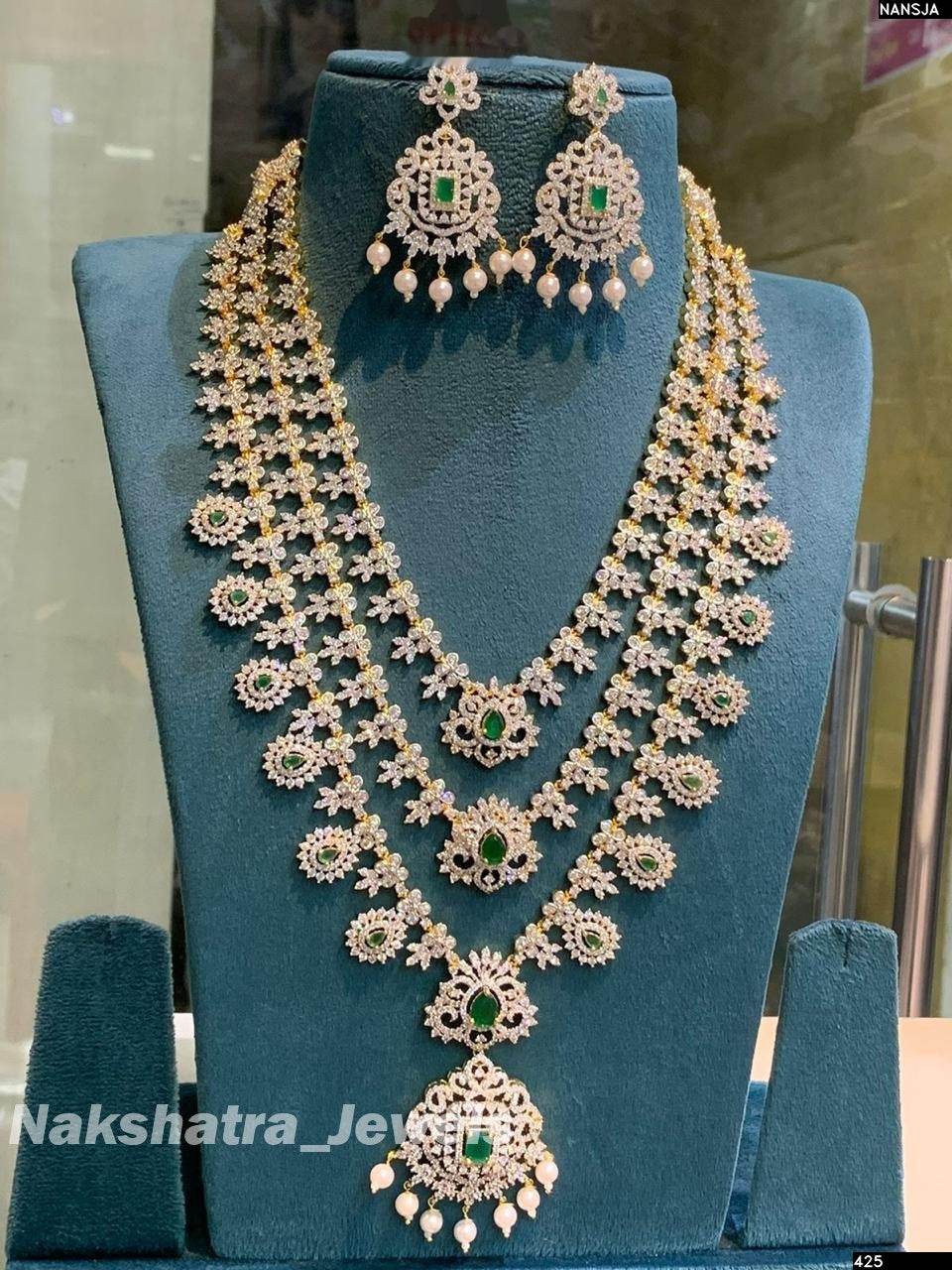 American Diamond Stones Bridal Layer Haram - Nakshatra Jewels
