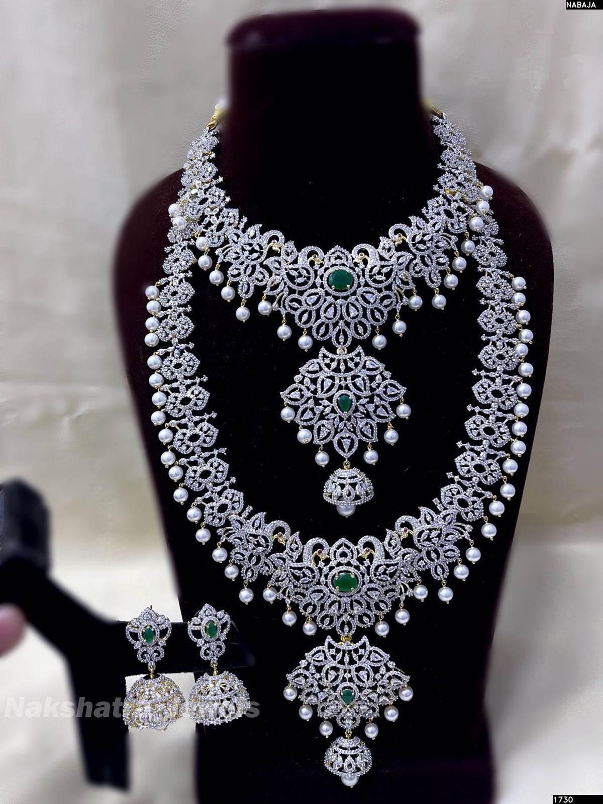 American Diamond Stones Bridal Combo Set - Nakshatra Jewels