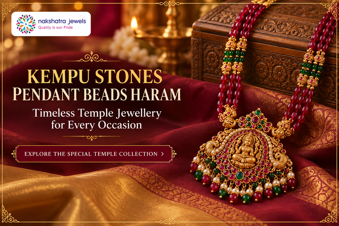Kempu Stones Pendant Beads Haram - Traditional Elegance for Every Occasion