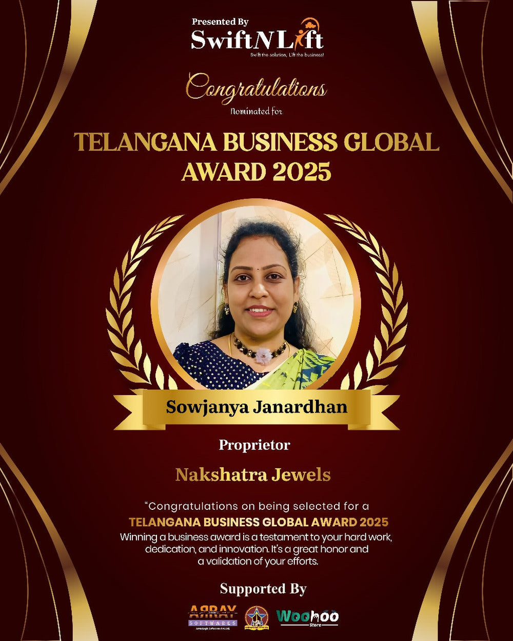 Nakshatra Jewels Bags the Telangana Business Global Award 2025 - Nakshatra Jewels