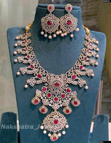 American Diamond Stones Bridal Necklace - Nakshatra Jewels
