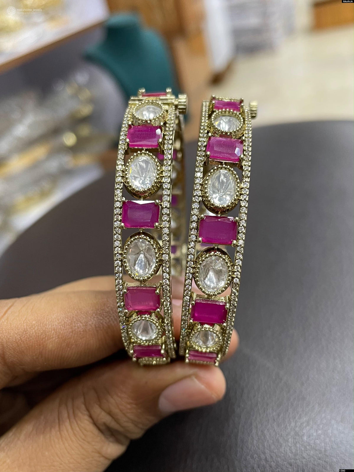 Victorian Polish with Mossianite Stones Bangles