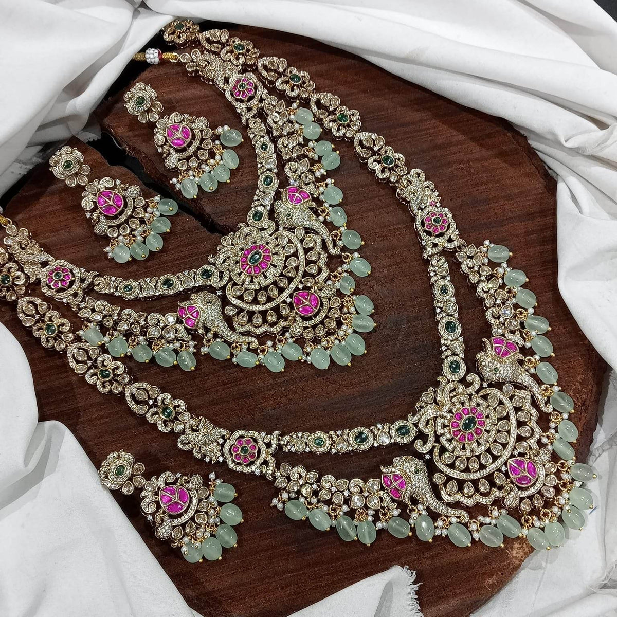 Victorian Polish with Mossianite and jadu Kundan Stones Bridal Combo