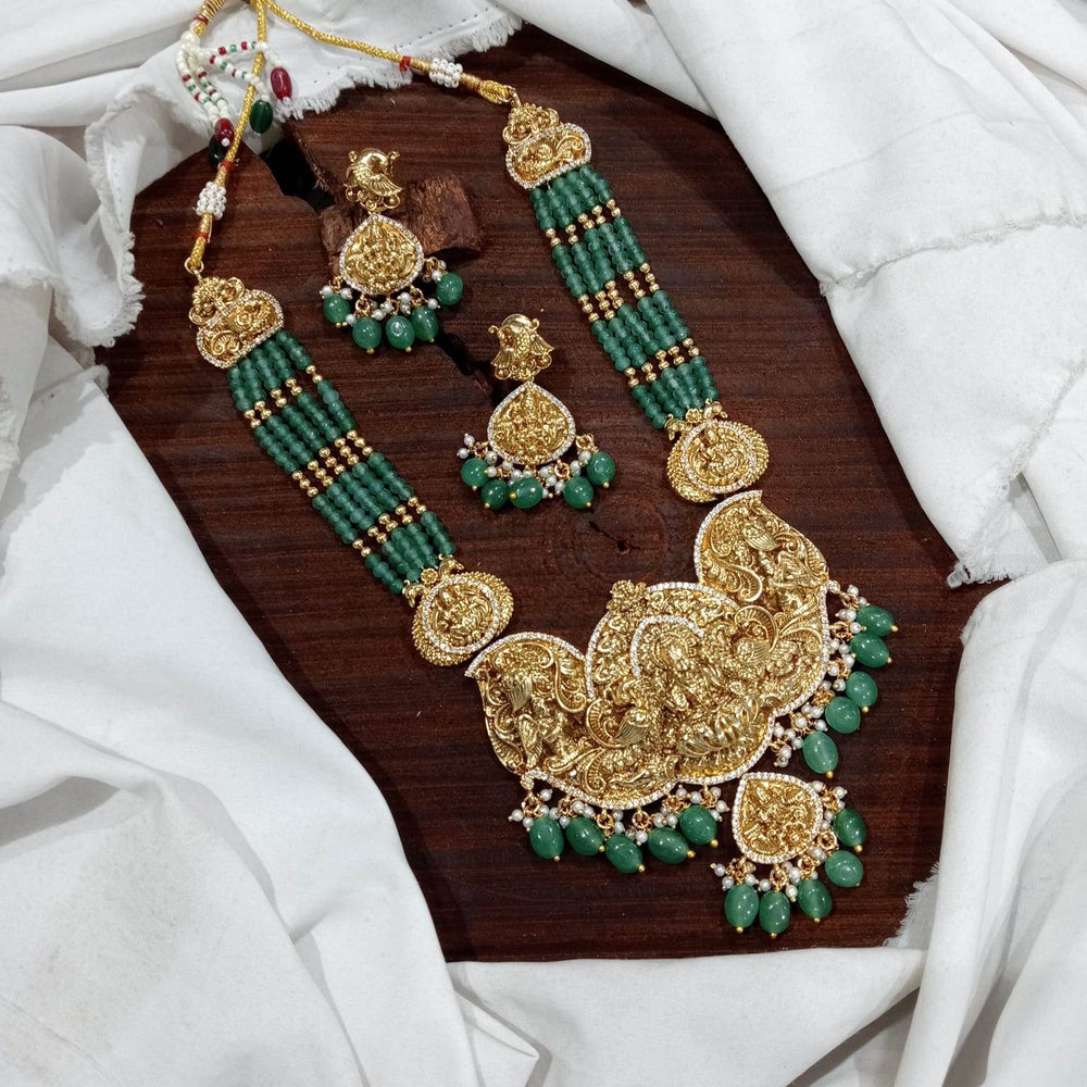Nakshi Work Bridal Pendent with Beads Necklace - Nakshatra Jewels