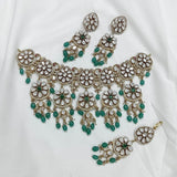 Moissanite Stones Bridal Neck set with Tikka - Nakshatra Jewels