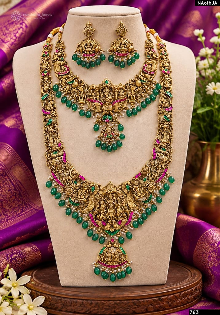 Nakshi Work with Kundan Stones Bridal Combo Set
