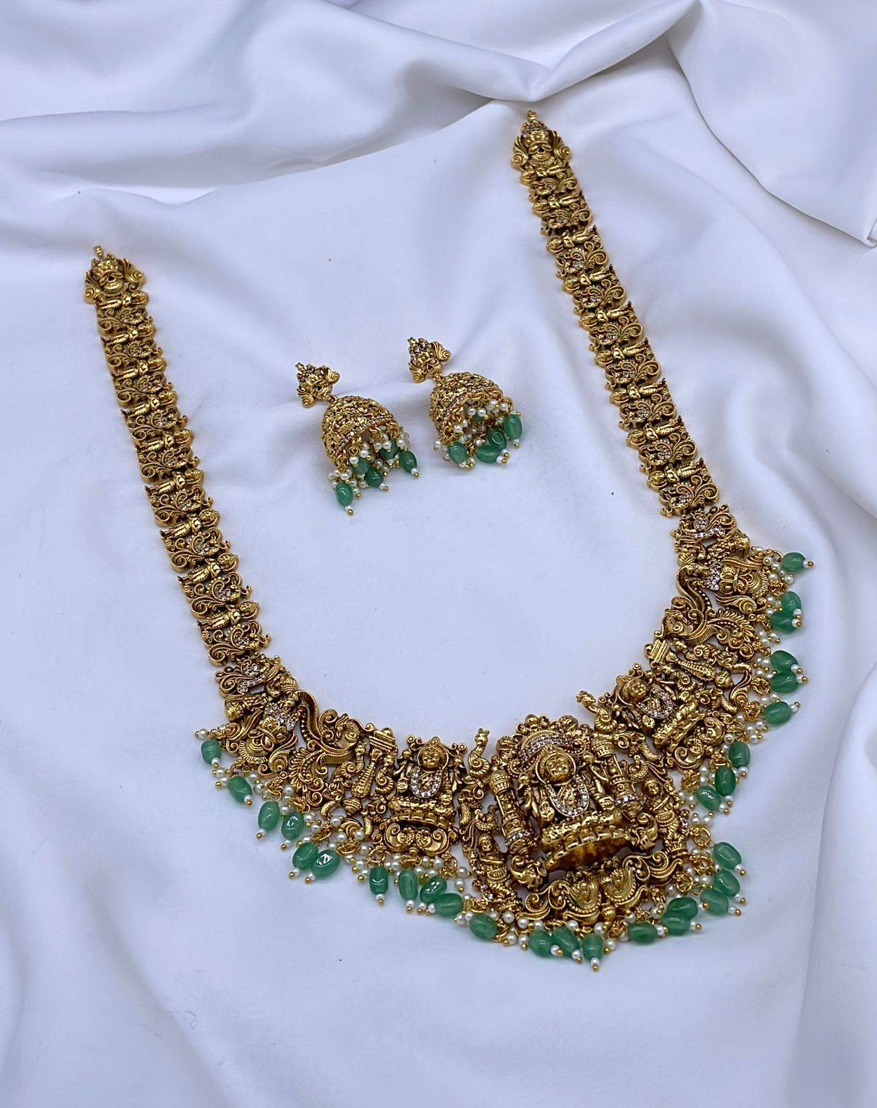 Nakshi Work with AD Stones Bridal Haram - Nakshatra Jewels