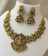 Nagasi Work with Kempu Stones Bridal Necklace - Nakshatra Jewels