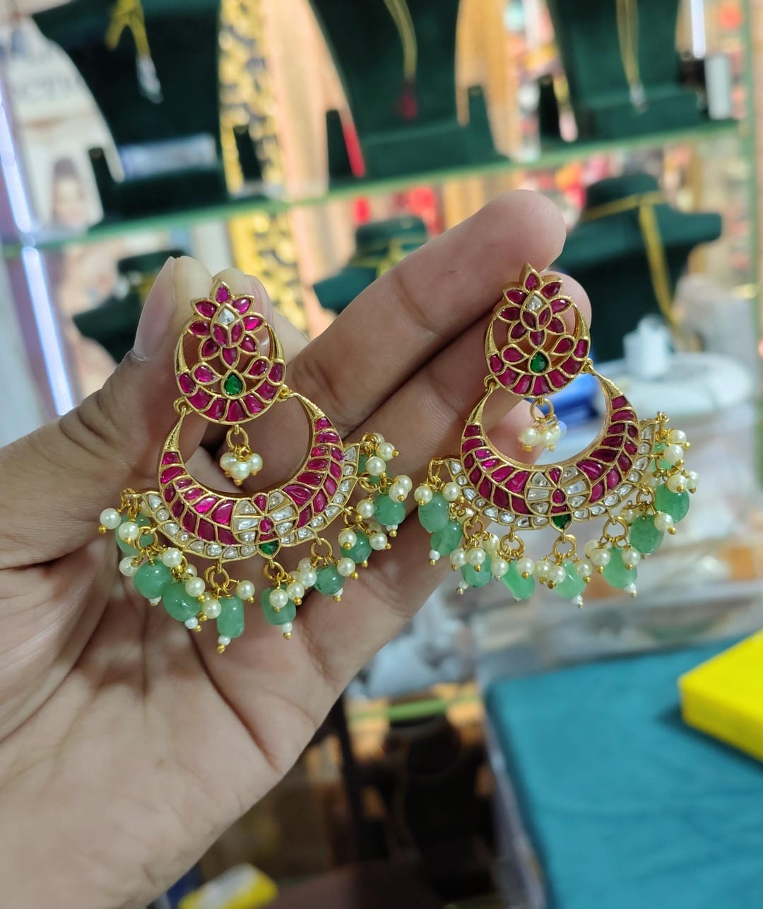 Jaadu Kundan Stones Bridal Earrings