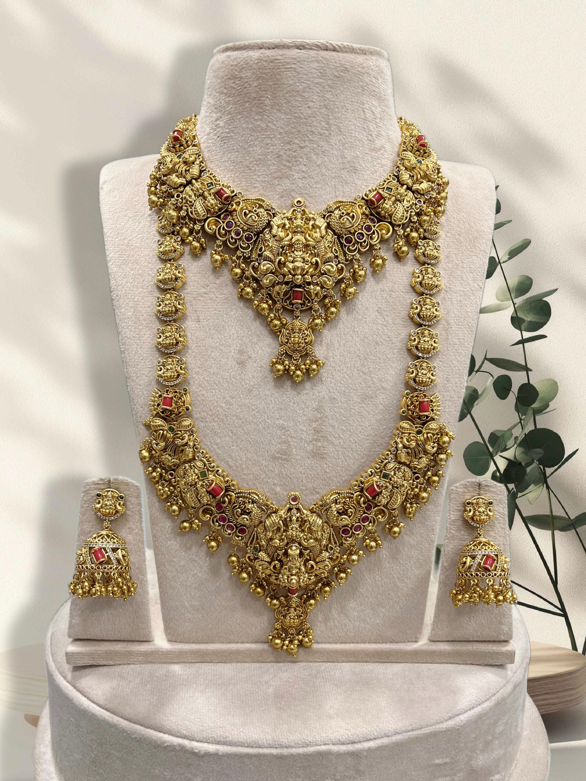 Nakshi Work with Coral Beads Bridal Combo Set - Main Image