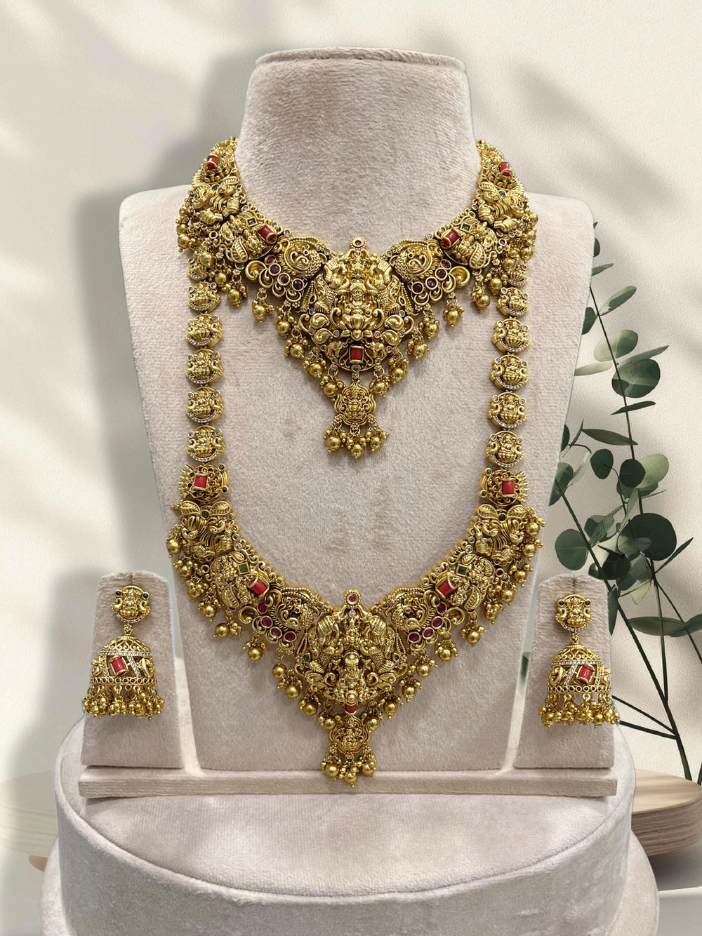 Nakshi Work with Coral Beads Bridal Combo Set