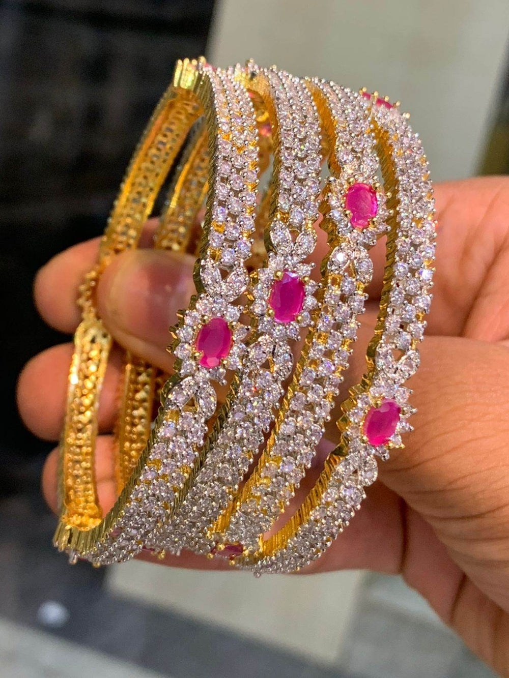 AD Stone Bangles - Nakshatra Jewels