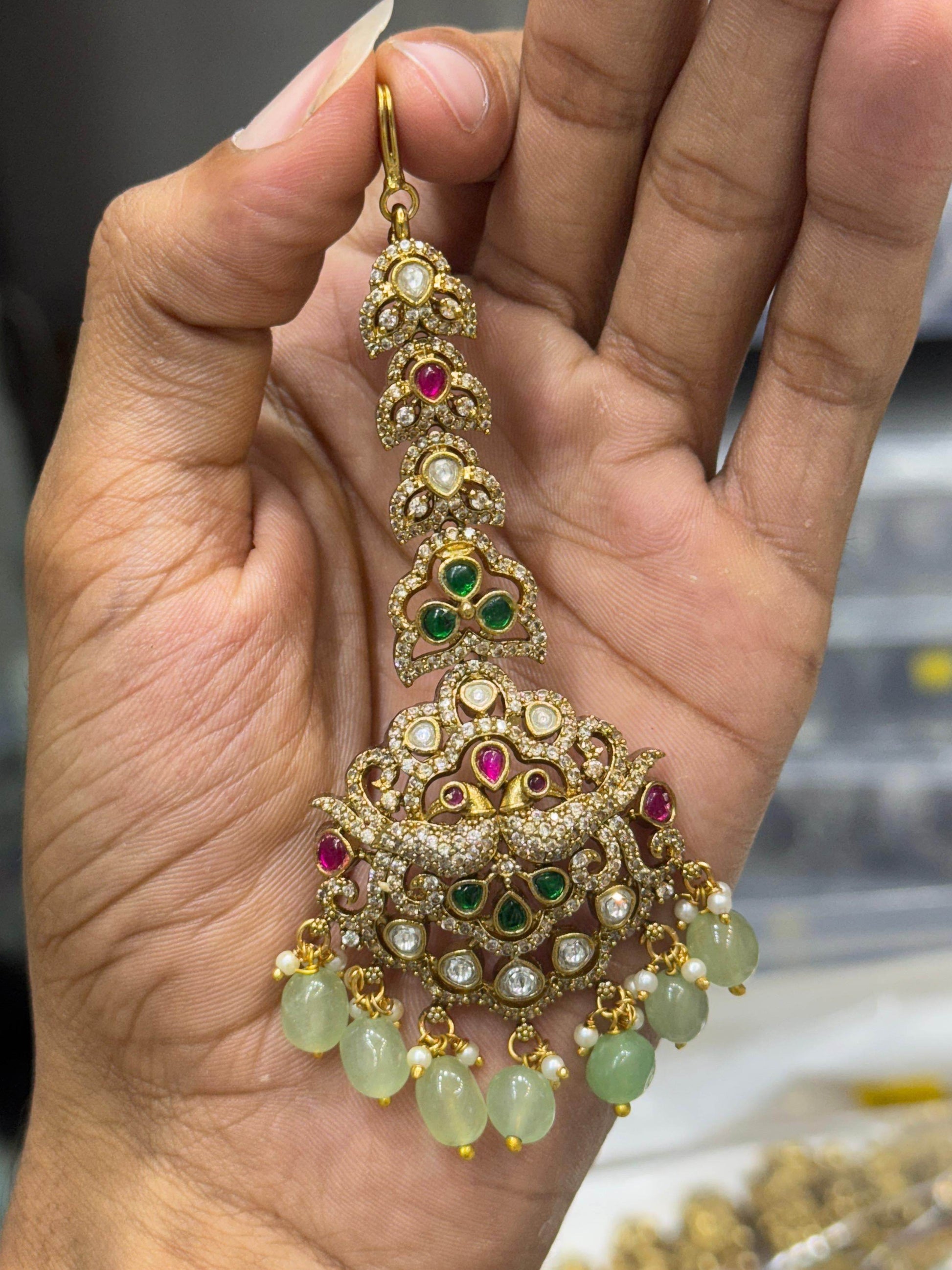 Victorian Polish AD Stones Tikka - Nakshatra Jewels
