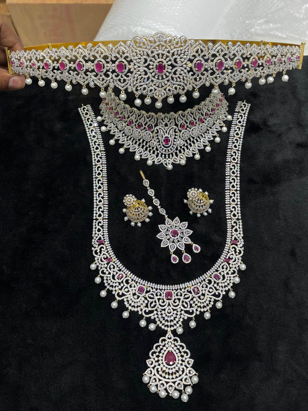 American Diamond Stones Bridal Combo Set