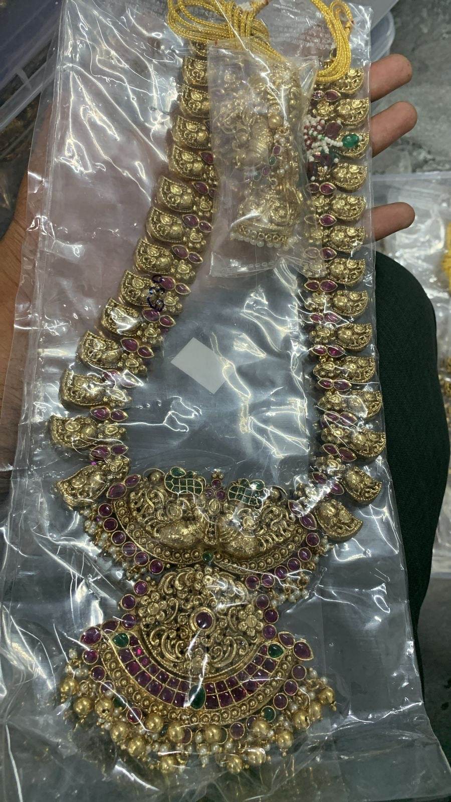 Premium Matt with Kempu Stones Bridal Haram - Nakshatra Jewels