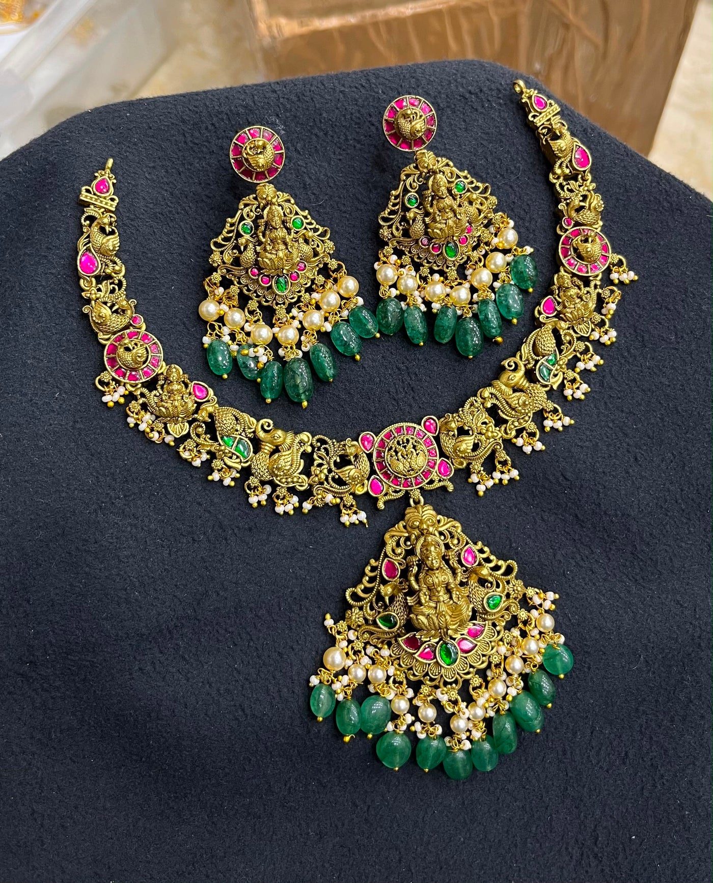 Nakshi Work with Kundan Stones Bridal Necklace