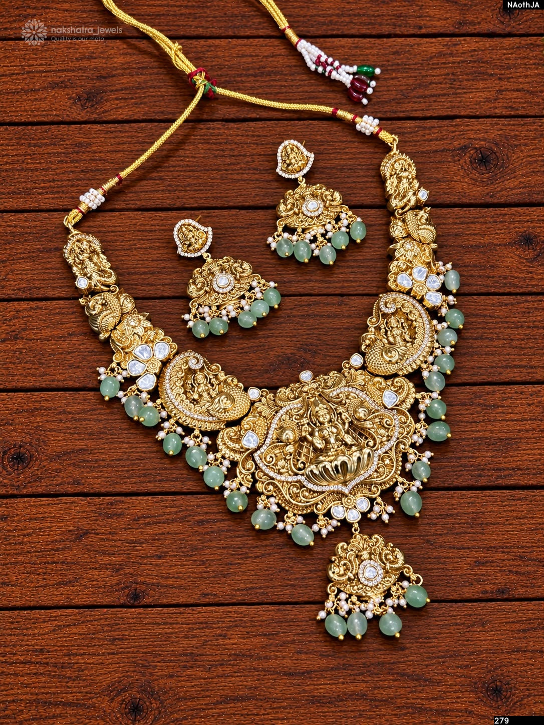 Nakshi Work with Mossianite Stones Bridal Necklace