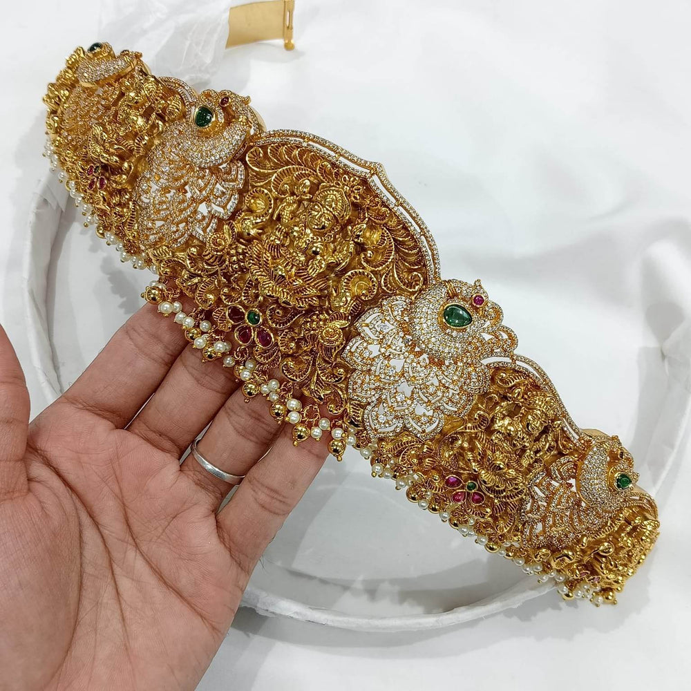 Nakshi Work with AD Stones Bridal Hip Belt (Gold Replica) - Nakshatra Jewels