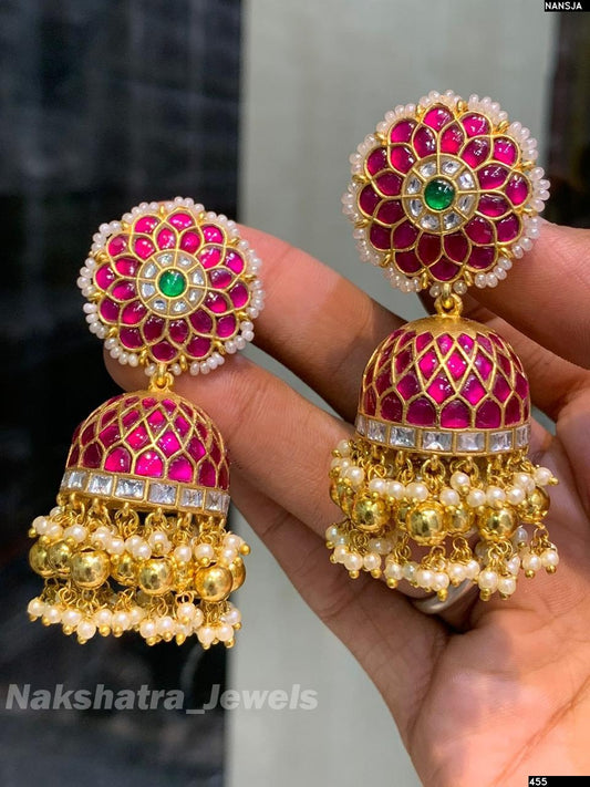 Jaadu Kundan Stones Bridal Earrings