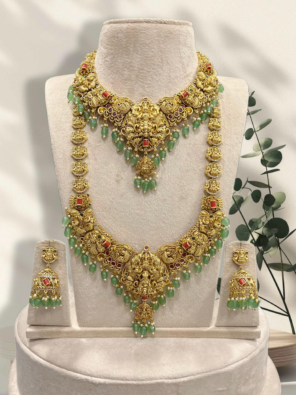 Nakshi Work with Coral Beads Bridal Combo Set