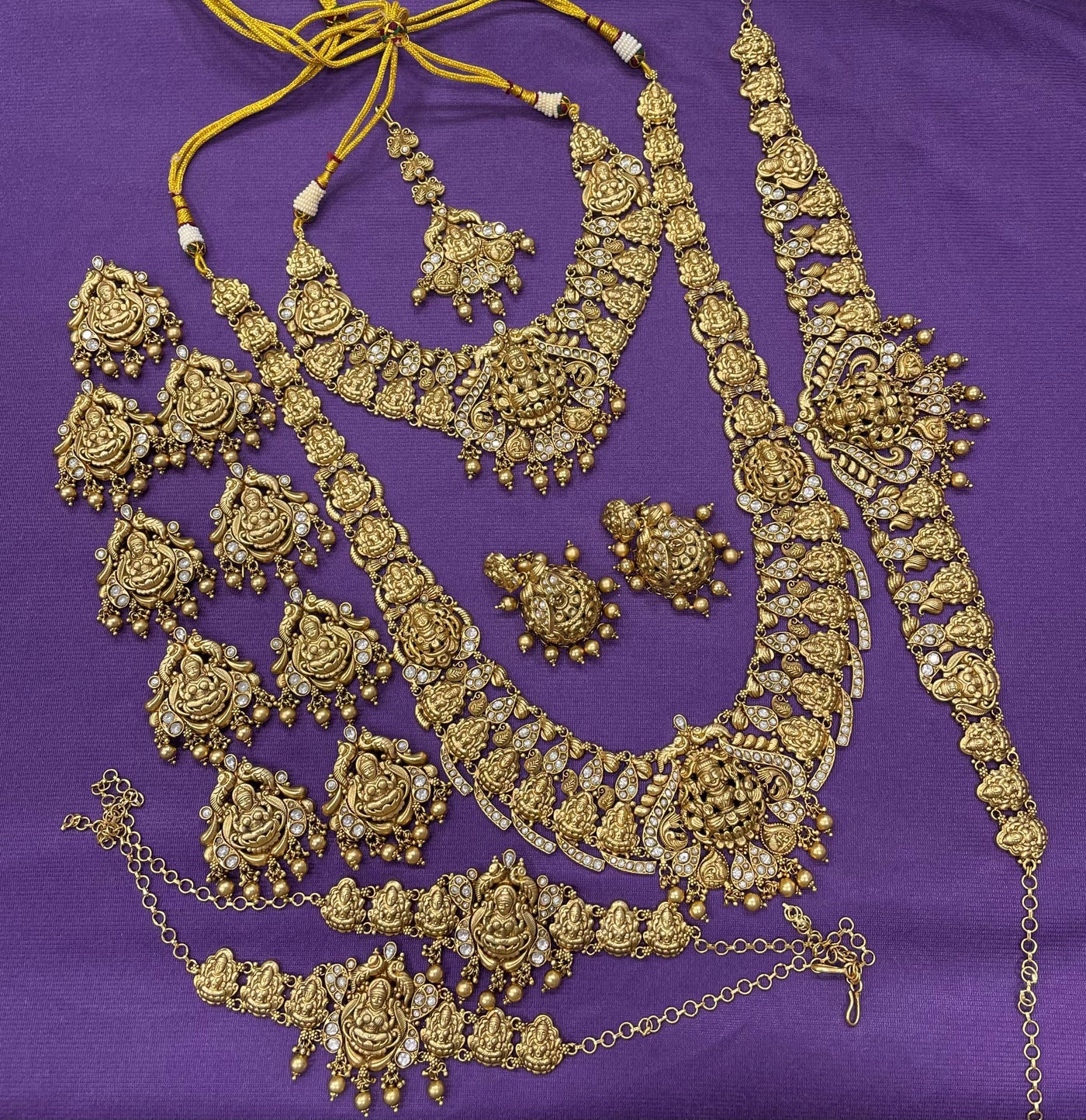 Nakshi Work with Kempu Stones Bridal Combo Set