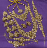 Nakshi Work with Kempu Stones Bridal Combo Set