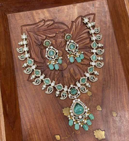 Victorian Polish with Moissanite Stones Necklace - Nakshatra Jewels
