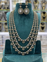 Victorian Polish with AD Stones Bridal Layer Haram - Nakshatra Jewels