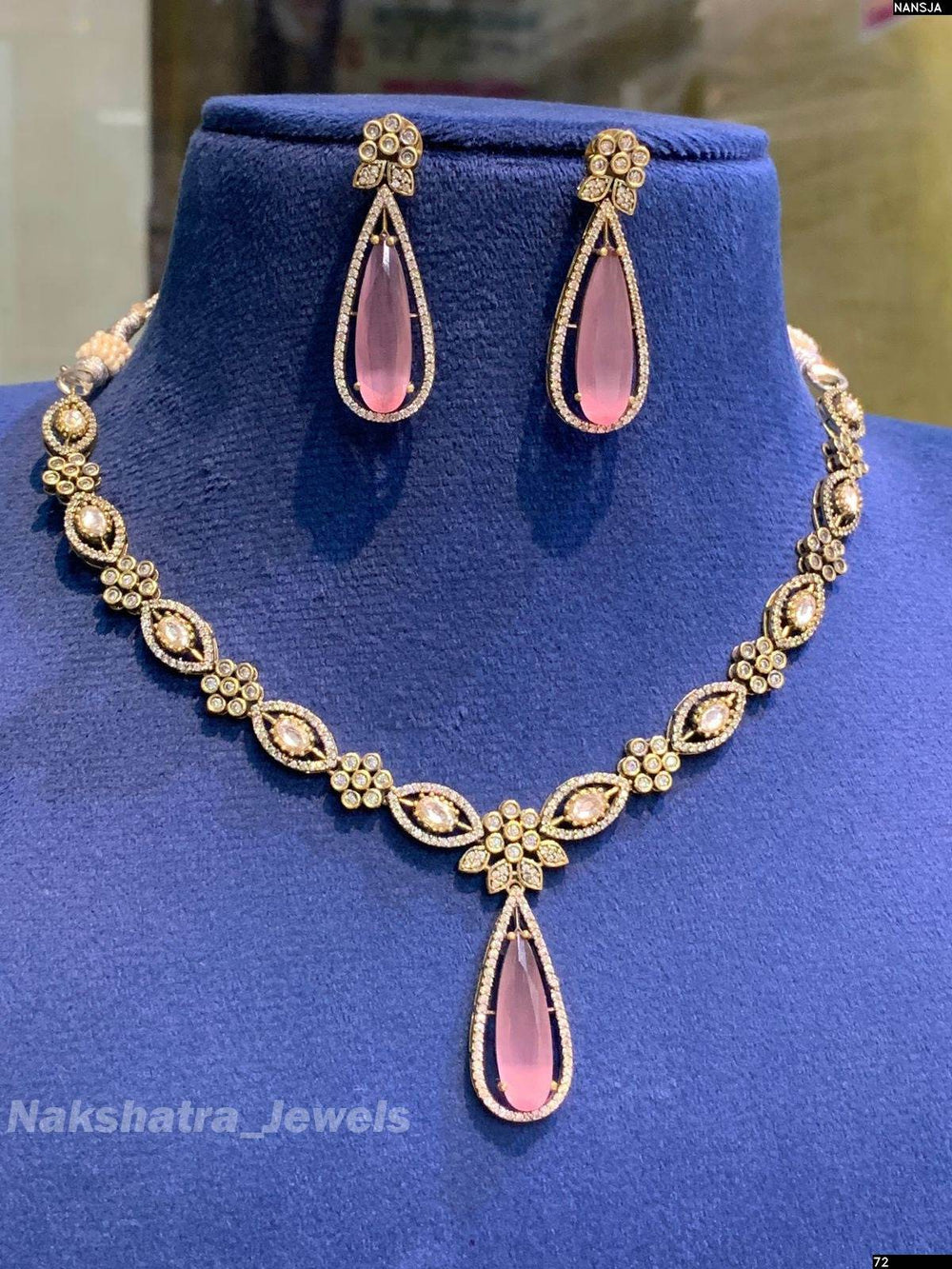 Victorian Polish AD Stones Necklace - Nakshatra Jewels
