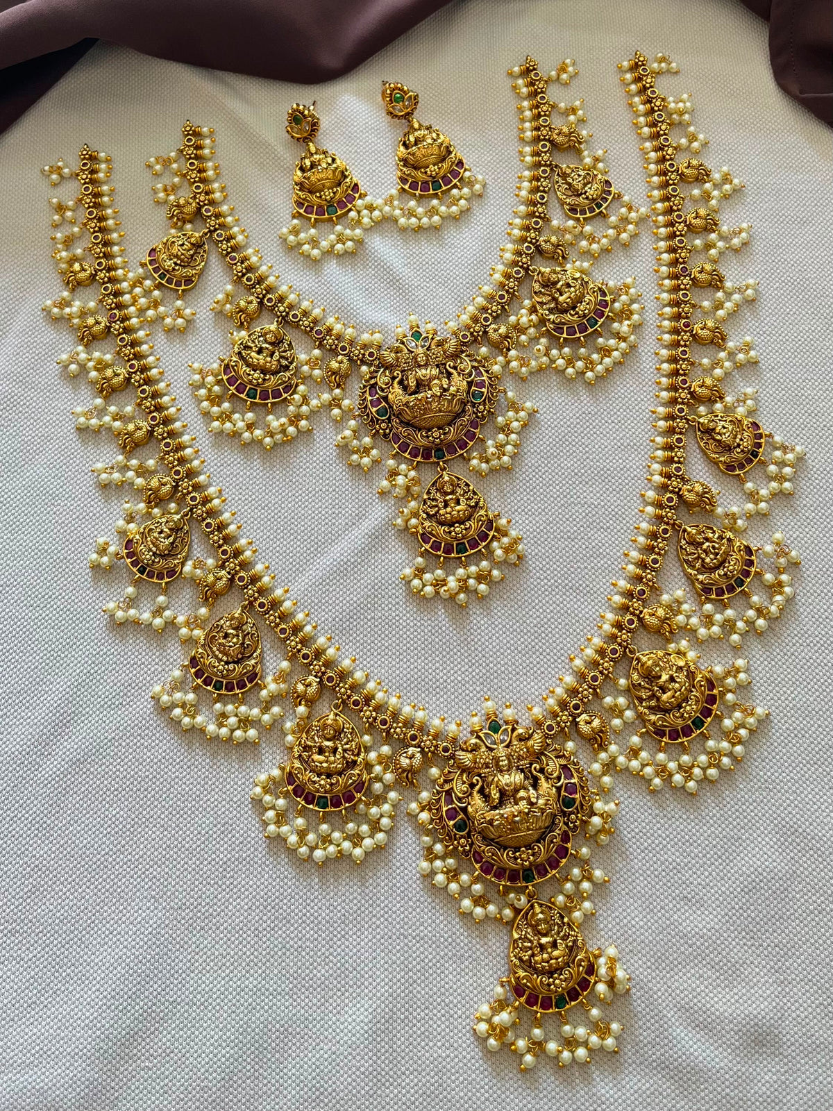 Nakshi Work with Kempu Stones Bridal Combo