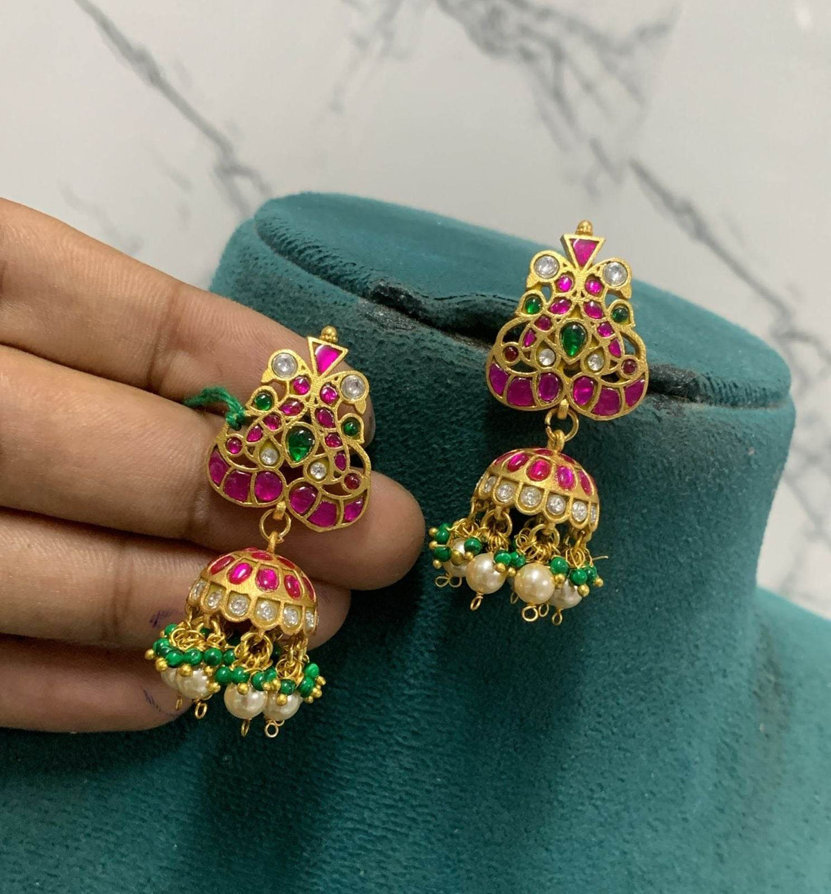 Jaadu Kundan Stones Bridal Earrings