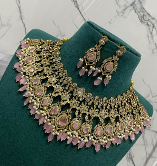 Victorian Polish with AD Stones Bridal Choker - Nakshatra Jewels