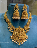 Nagasi Work with Kempu Stones Necklace - Nakshatra Jewels