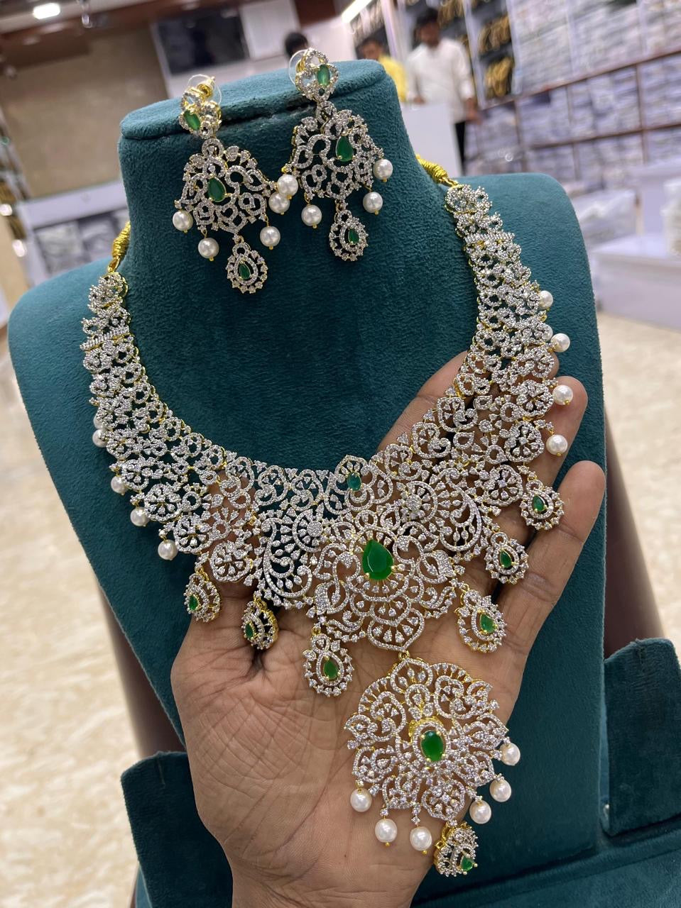 American Diamond Stones Grand Bridal Necklace