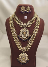 Victorian Polish AD & Moissanite Stones Bridal Combo Set - Nakshatra Jewels