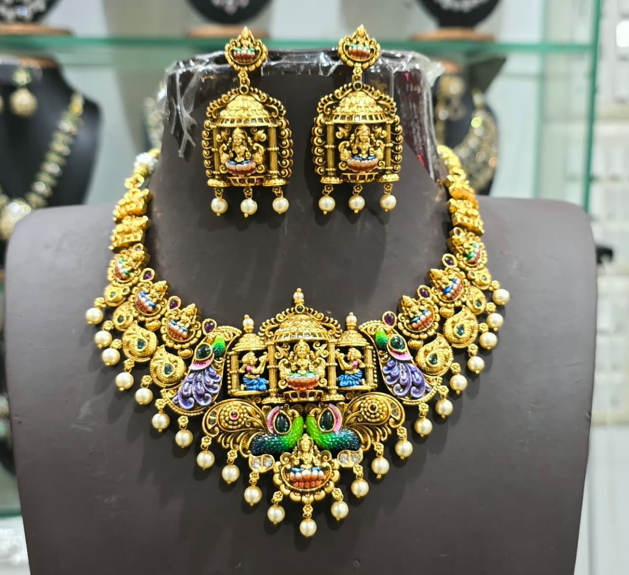 Nakshi Work with AD Stones Bridal Necklace