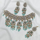 Moissanite Stones Bridal Neck set with Tikka - Nakshatra Jewels