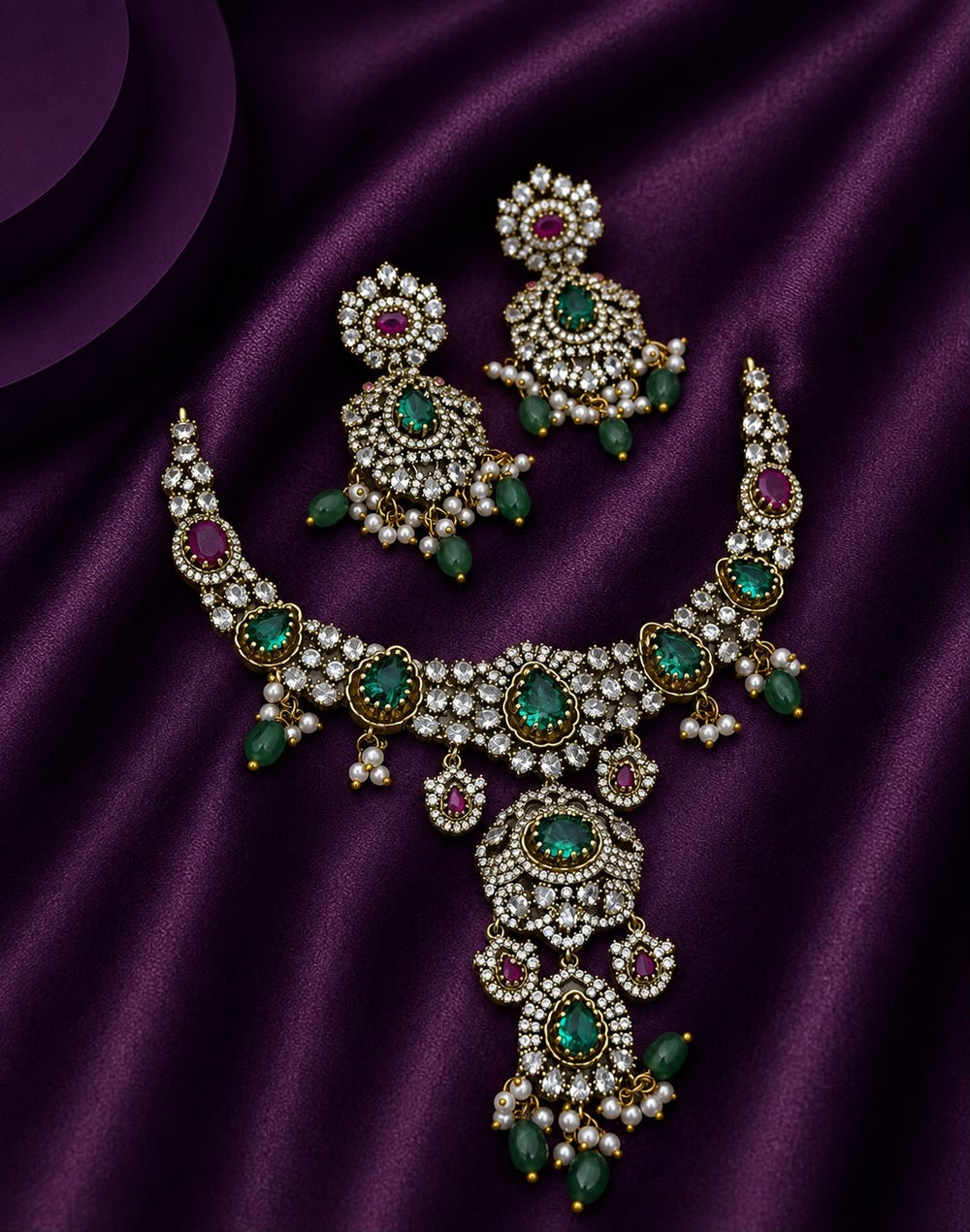 Victorian Polish with AD Stones Necklace
