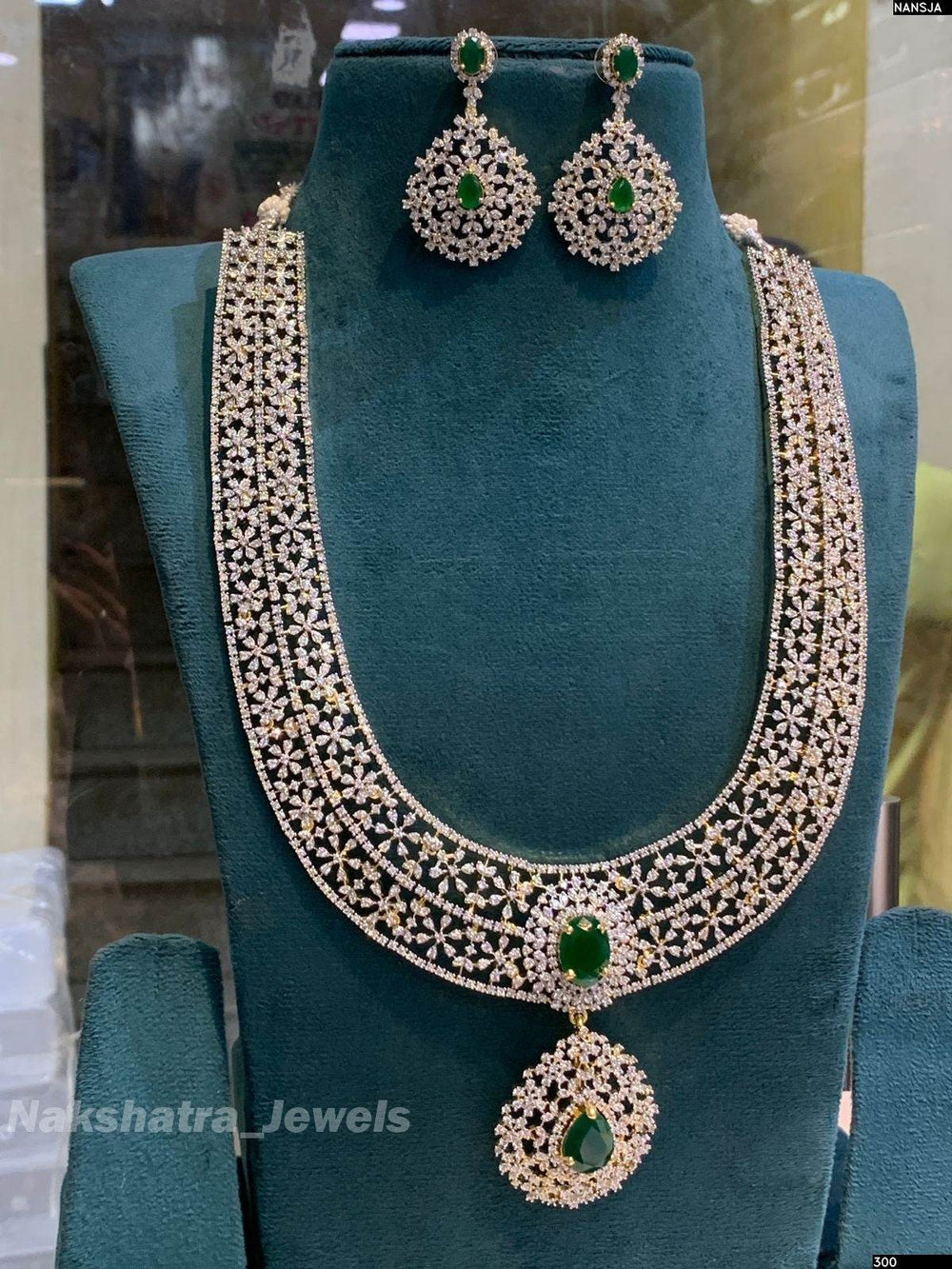 American Diamond Stones Bridal Haram - Nakshatra Jewels