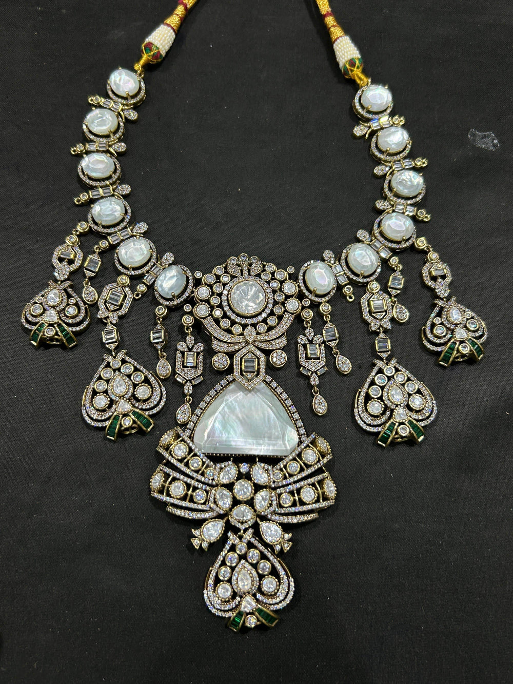 Moissanite and Doublet Stones Bridal Necklace - Nakshatra Jewels