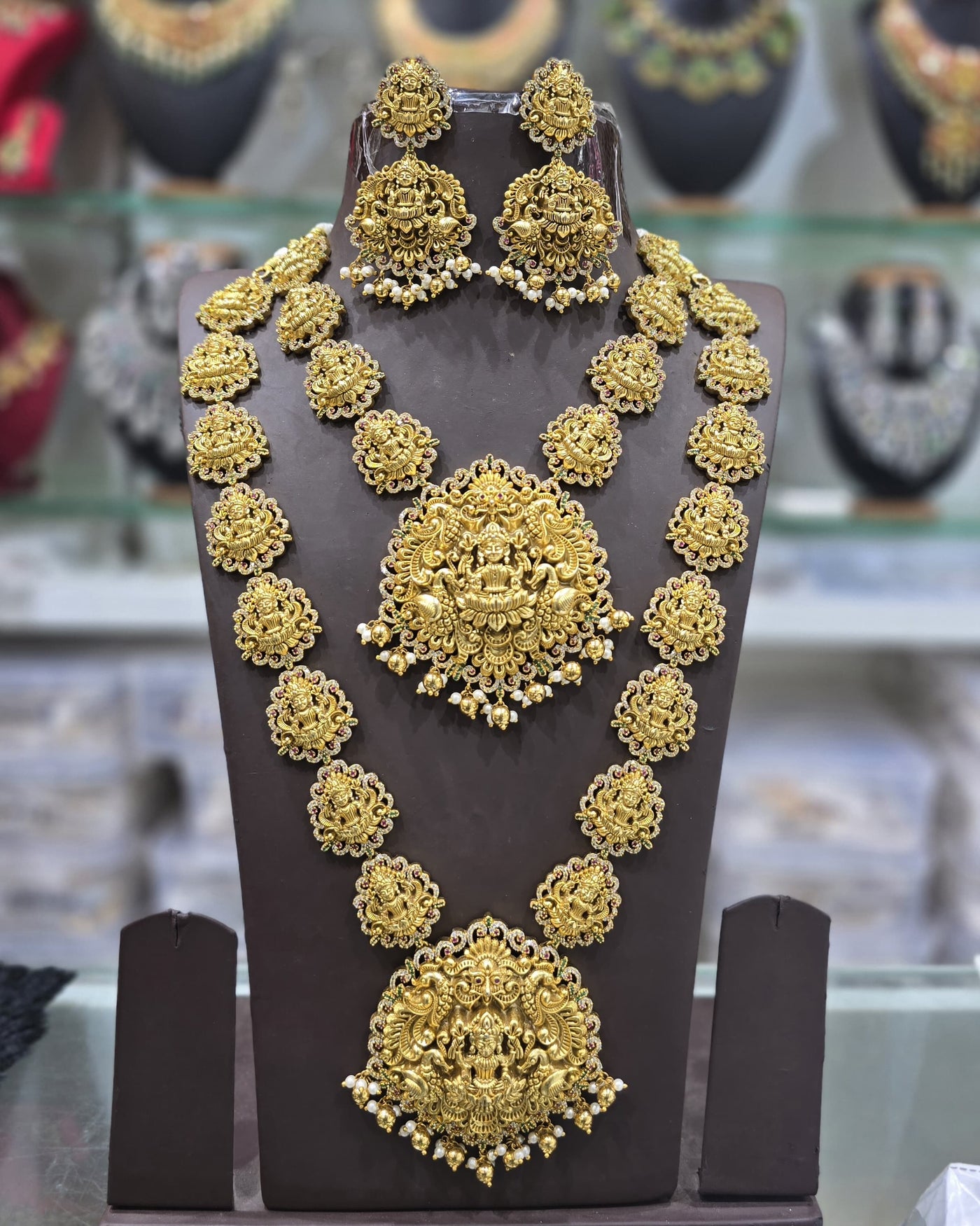 Nakshi work with AD Stones Bridal Combo Set