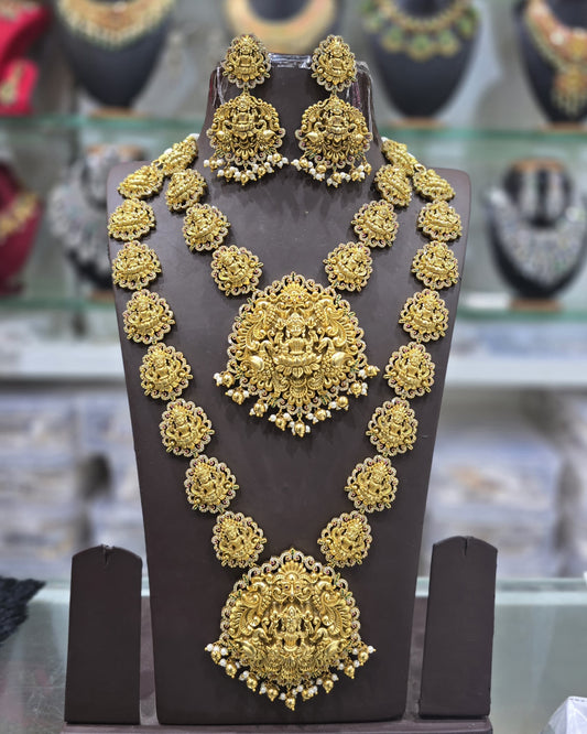 Nakshi work with AD Stones Bridal Combo Set