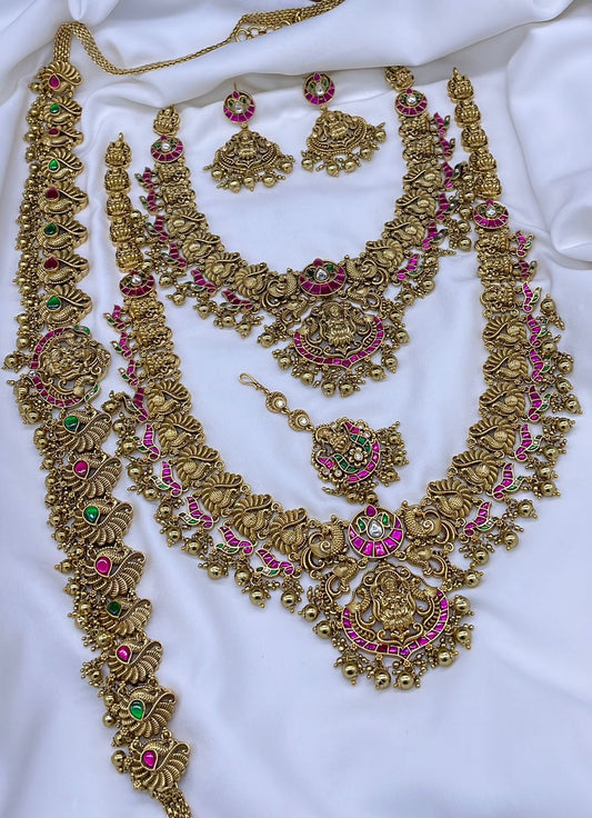 Nakshi Work with Kundan Stones Bridal Combo Set