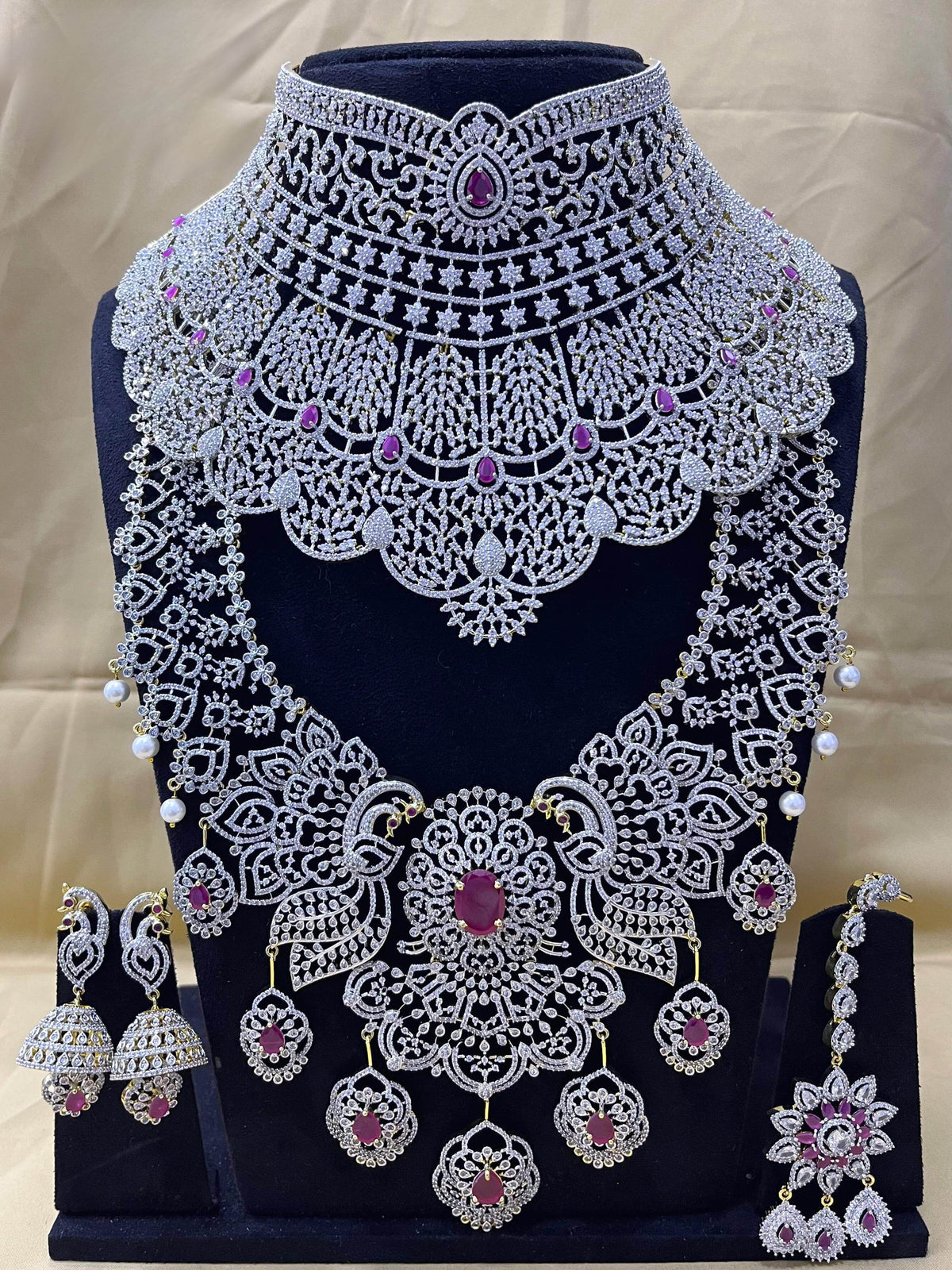 American Diamond Stones Bridal Combo Set