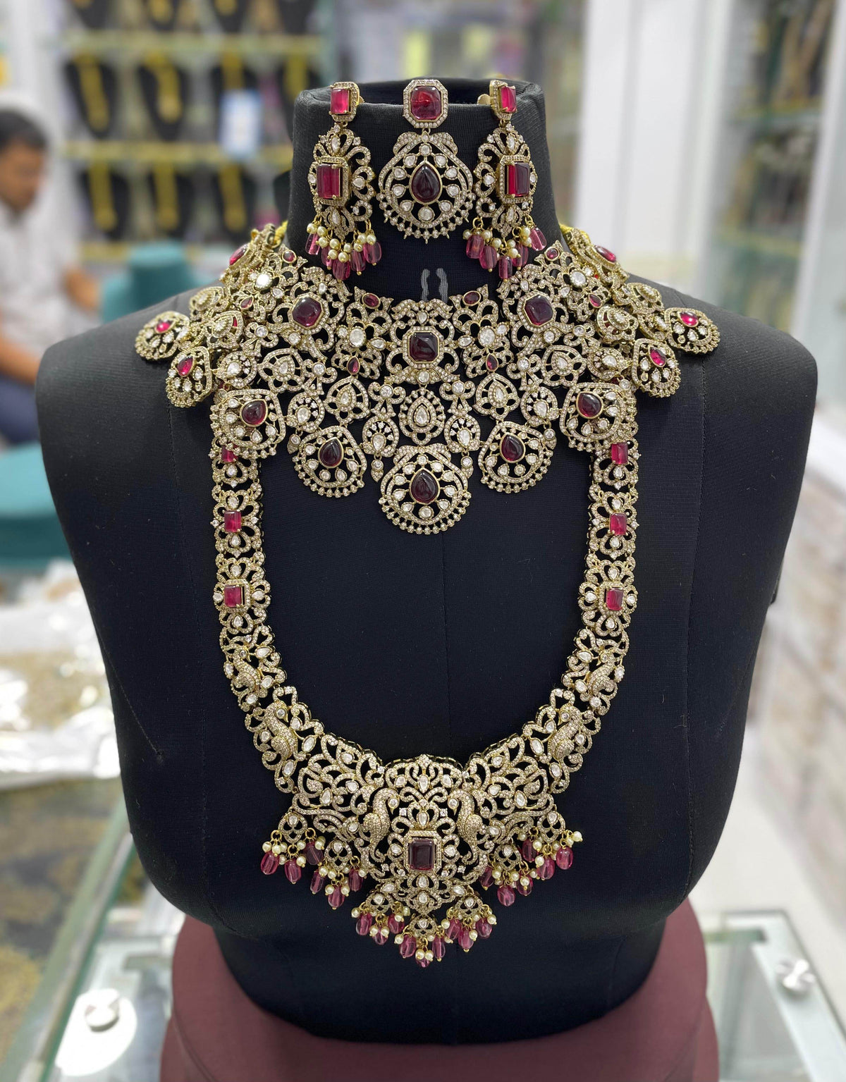 Victorian Polish with Moissanite Stones Bridal Combo set